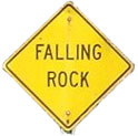 
Falling rock danger sign