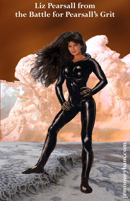 Hot and beautiful ravenhaired woman Liz Pearsall in a skintight cat