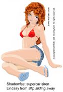 Thumbnail of stunning red-haired high school femme fatale Lindsay Finch from  the Shadowfast supercar story Slip, sliding away
