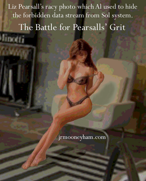 Image of old sexy photo of Liz used by Al to hide his forbidden data stream from Sol in the Battle for Pearsalls' Grit.