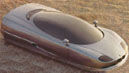 Image of an air-cushion riding sports car of the future.