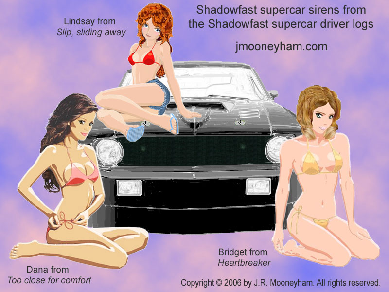 Top free desktop wallpaper online 800x600 (Mustang supercar and three hot women in bikini swimsuits)