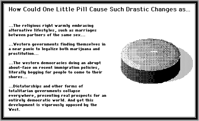 Image of one potentially earth-shaking pill (for death control).